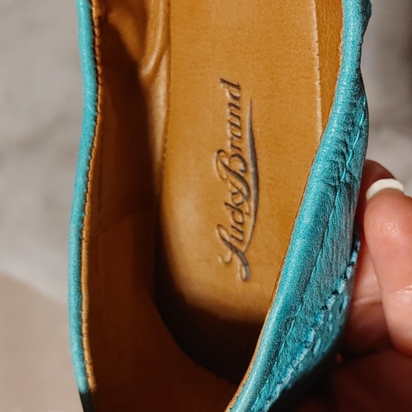 Women's Turquoise Lucky Brand Leather Ballet Flats - Picture 4 of 9